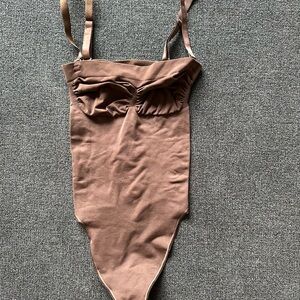 SKIMS Chocolate Bodysuit with Gathered Detail